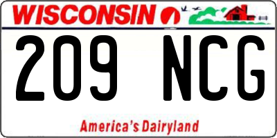 WI license plate 209NCG