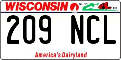 WI license plate 209NCL
