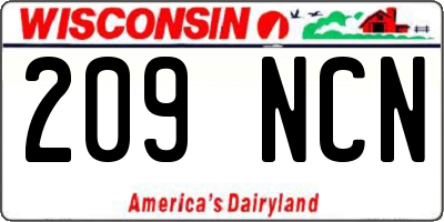 WI license plate 209NCN