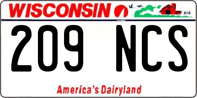 WI license plate 209NCS