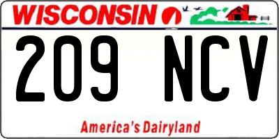 WI license plate 209NCV