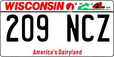 WI license plate 209NCZ