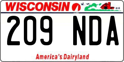 WI license plate 209NDA