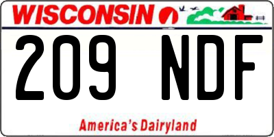 WI license plate 209NDF