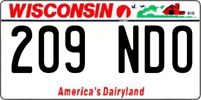 WI license plate 209NDO