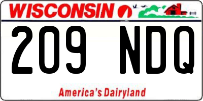 WI license plate 209NDQ