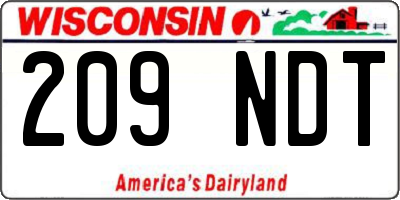 WI license plate 209NDT