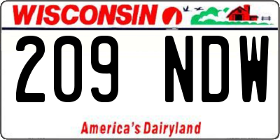WI license plate 209NDW