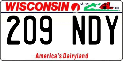 WI license plate 209NDY