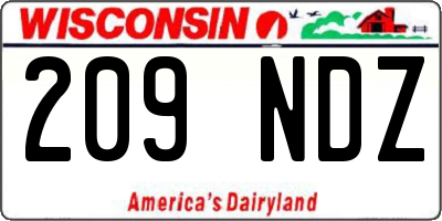 WI license plate 209NDZ