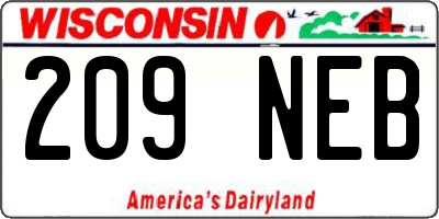 WI license plate 209NEB