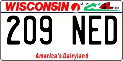 WI license plate 209NED