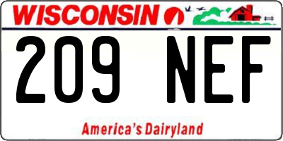 WI license plate 209NEF