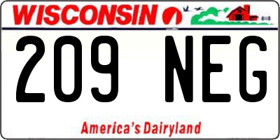 WI license plate 209NEG