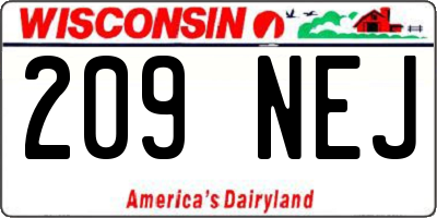 WI license plate 209NEJ