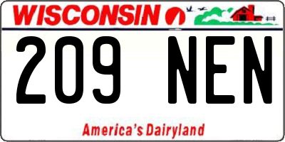 WI license plate 209NEN
