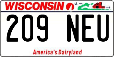 WI license plate 209NEU