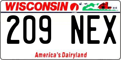 WI license plate 209NEX