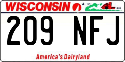 WI license plate 209NFJ