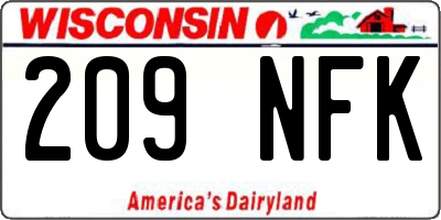 WI license plate 209NFK