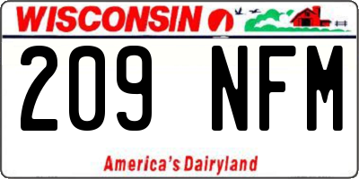 WI license plate 209NFM