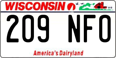 WI license plate 209NFO