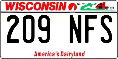 WI license plate 209NFS