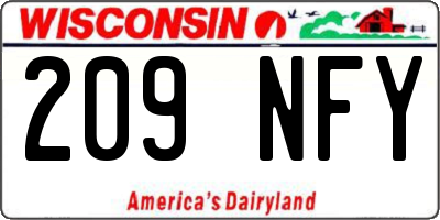WI license plate 209NFY