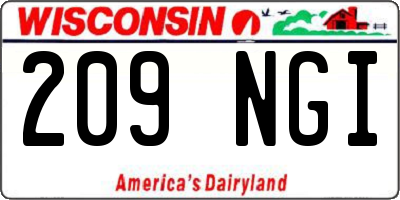 WI license plate 209NGI
