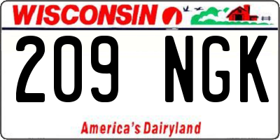 WI license plate 209NGK