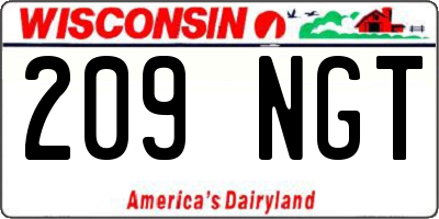 WI license plate 209NGT