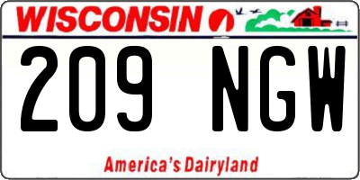WI license plate 209NGW