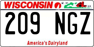 WI license plate 209NGZ