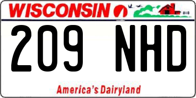 WI license plate 209NHD