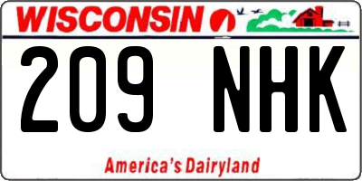 WI license plate 209NHK