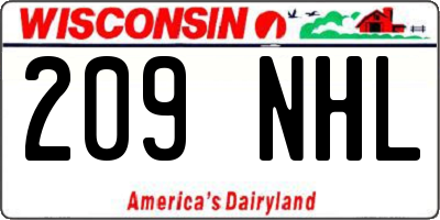 WI license plate 209NHL