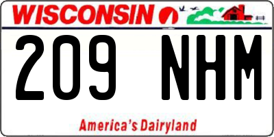 WI license plate 209NHM