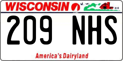 WI license plate 209NHS