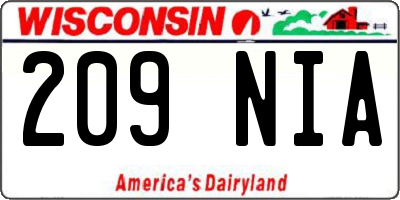 WI license plate 209NIA