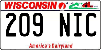 WI license plate 209NIC