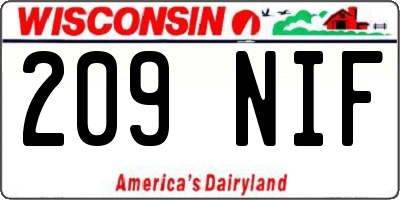 WI license plate 209NIF