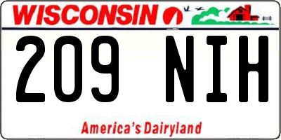 WI license plate 209NIH