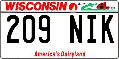 WI license plate 209NIK