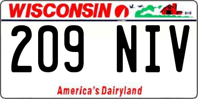 WI license plate 209NIV