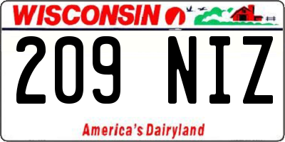 WI license plate 209NIZ
