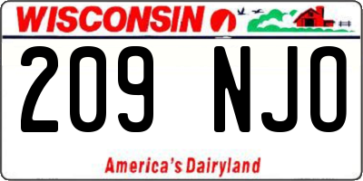 WI license plate 209NJO