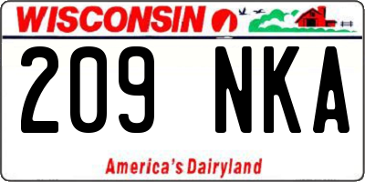 WI license plate 209NKA
