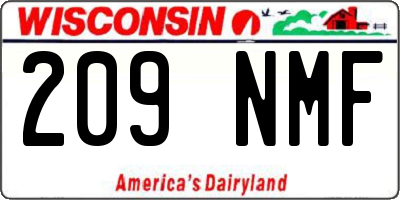 WI license plate 209NMF