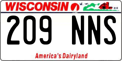 WI license plate 209NNS