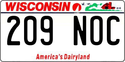 WI license plate 209NOC